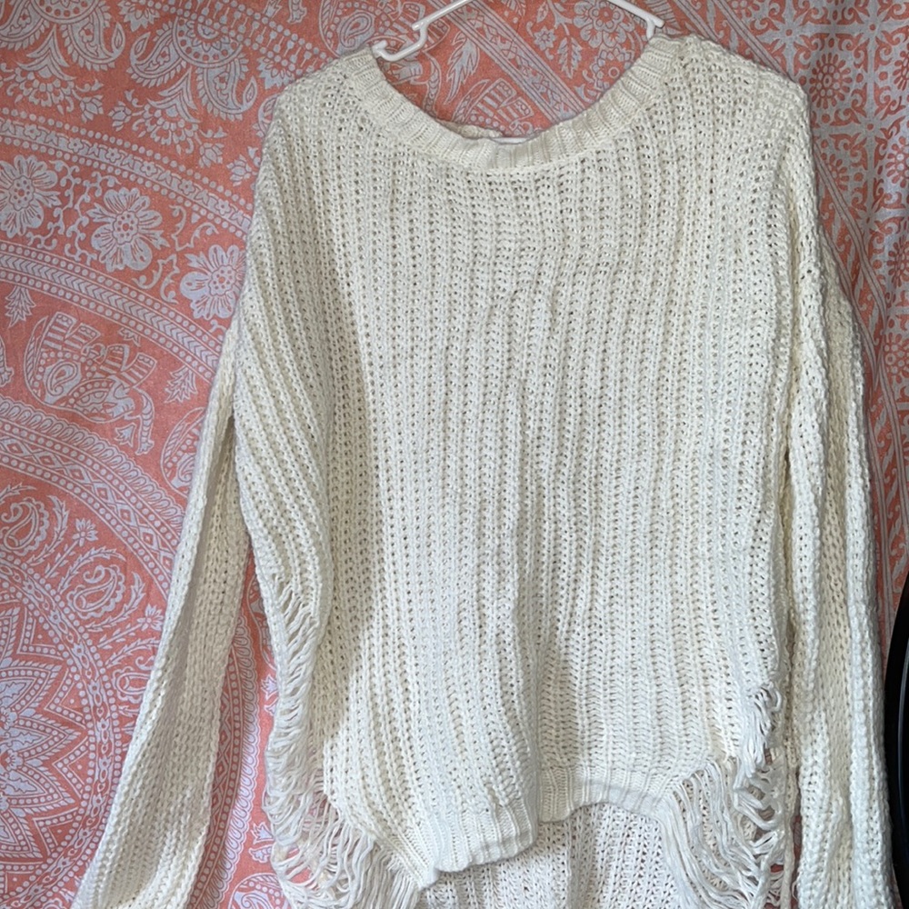 White off the shoulder sweater